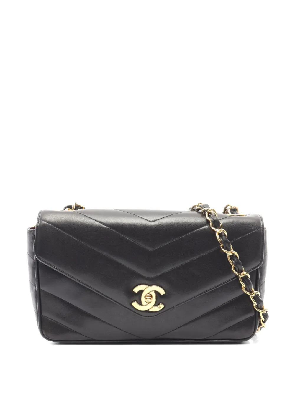 CHANEL Pre-Owned 1990s V-stitch chain shoulder bag - Black