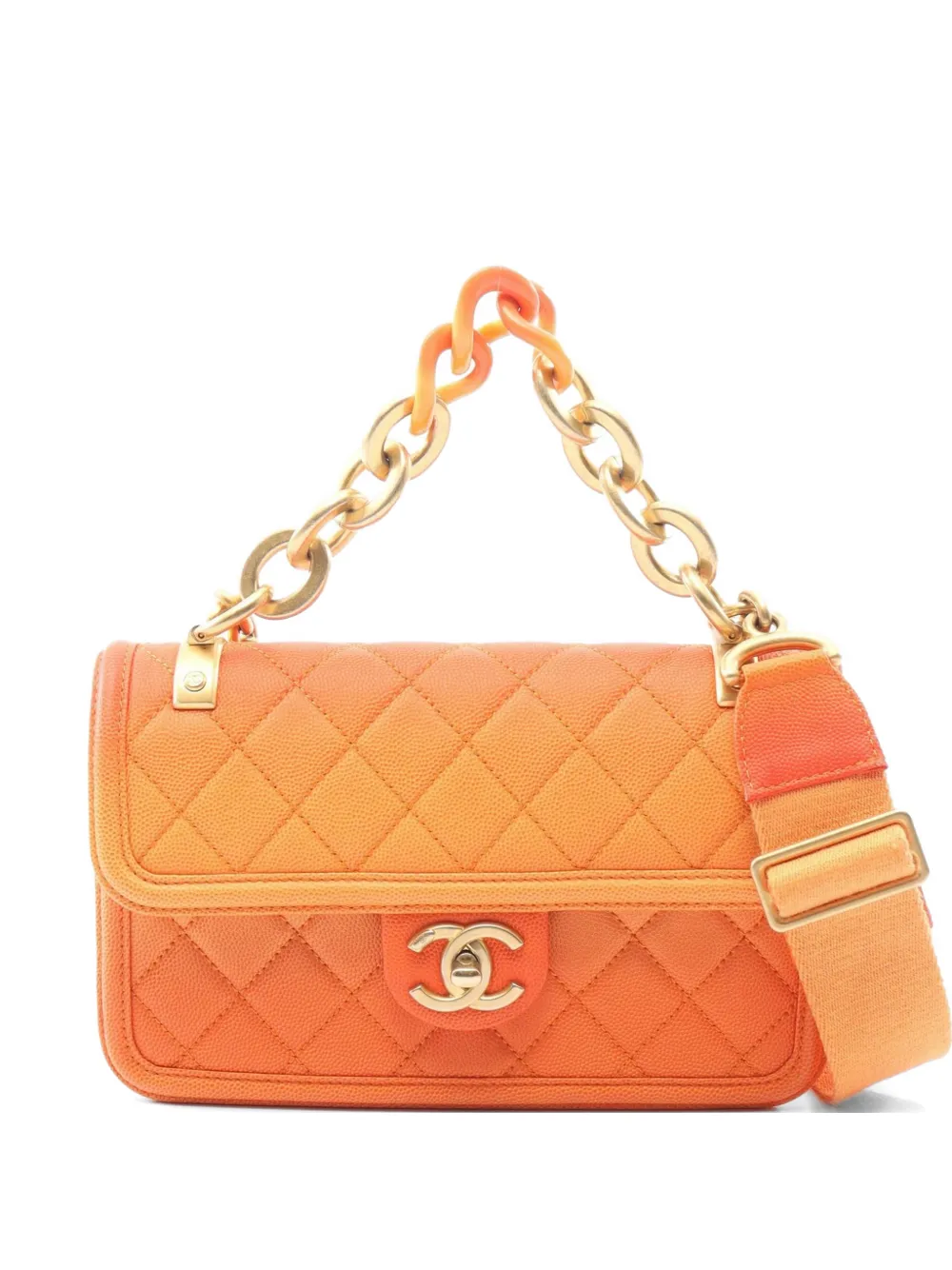 CHANEL Pre-Owned 2019 matelassé Caviar shoulder bag - Orange