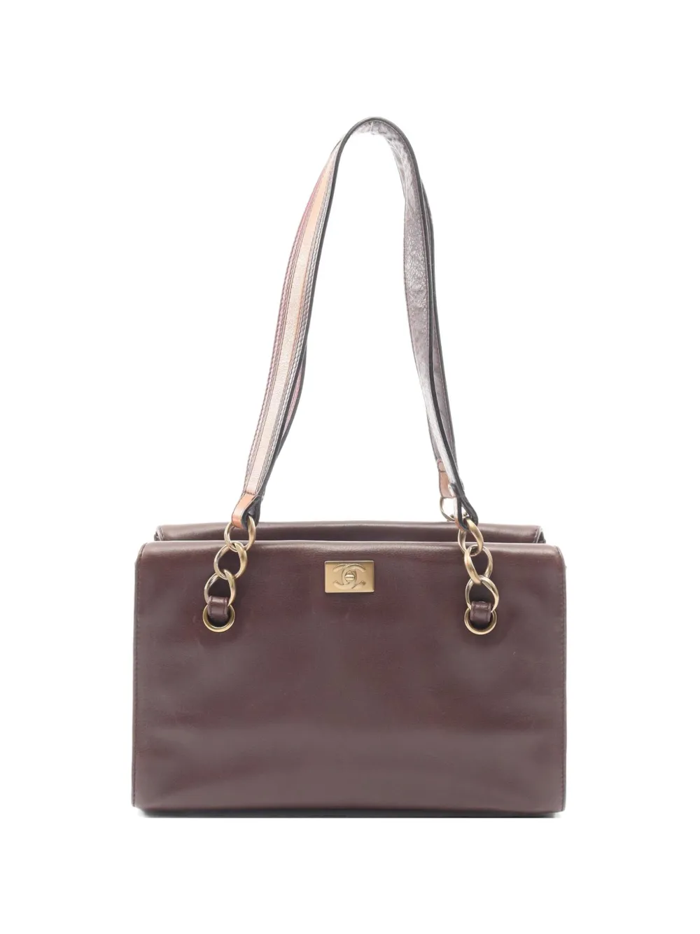 CHANEL Pre-Owned 2002-2003 Interlocking CC leather tote bag - Marrone