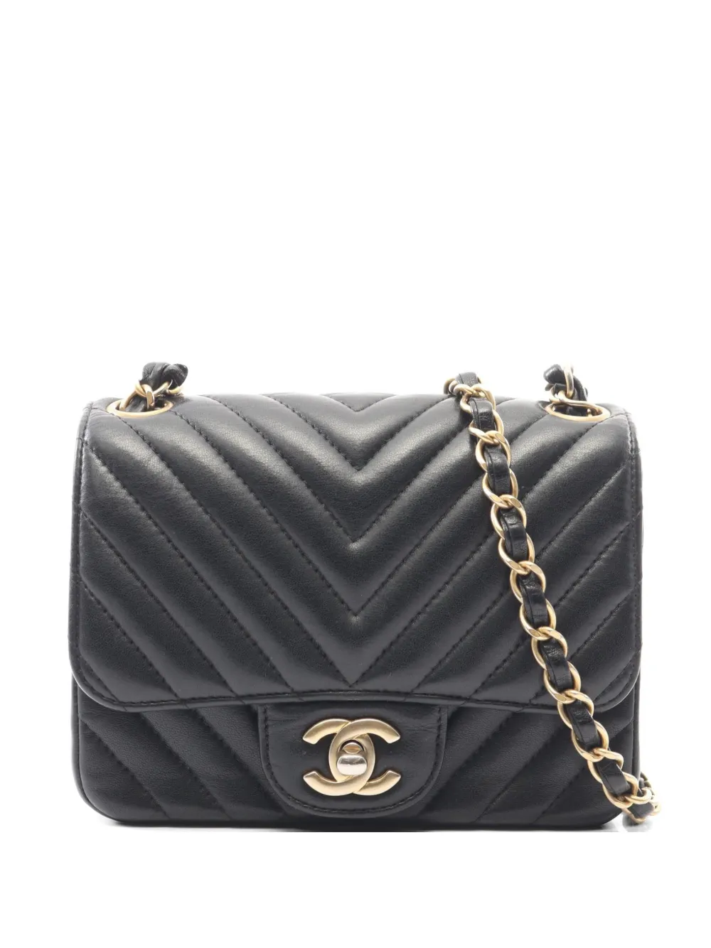 CHANEL Pre-Owned 2019 mini chevron shoulder bag - Schwarz