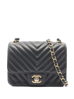 CHANEL Pre-Owned 2019 Mini Square Classic Chevron Lambskin Single