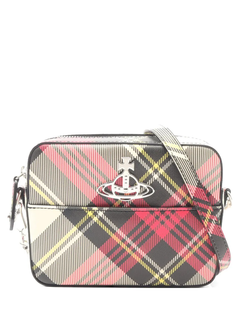 Vivienne Westwood Pre-Owned tartan Orb camera bag - Nero