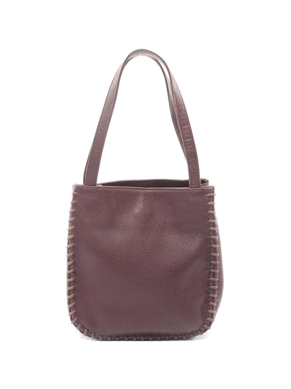 Saint Laurent Pre-Owned 2000s whipstitch leather handbag - Marrone