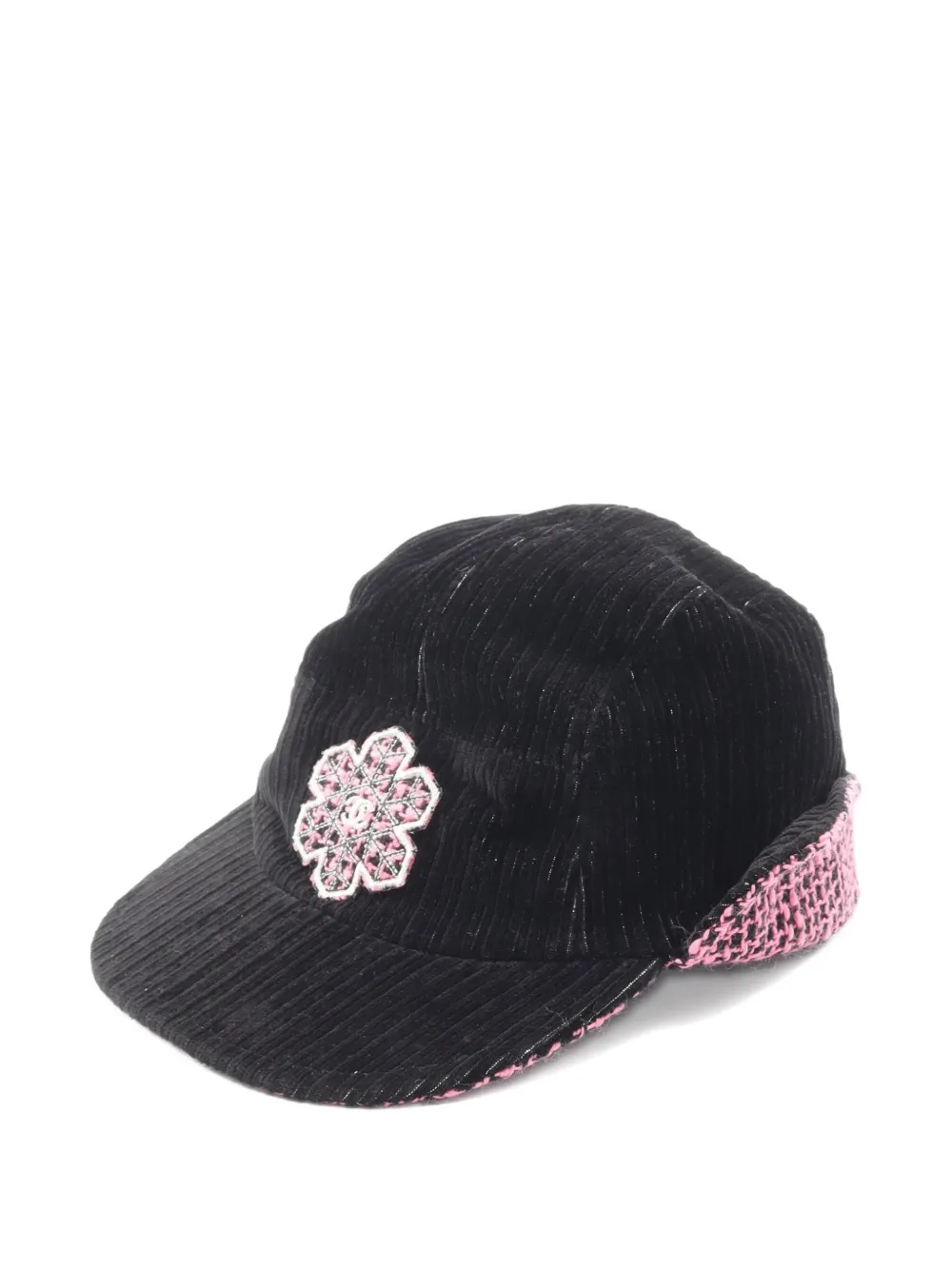 CHANEL Pre-Owned 1980s tweed corduroy cap - Schwarz