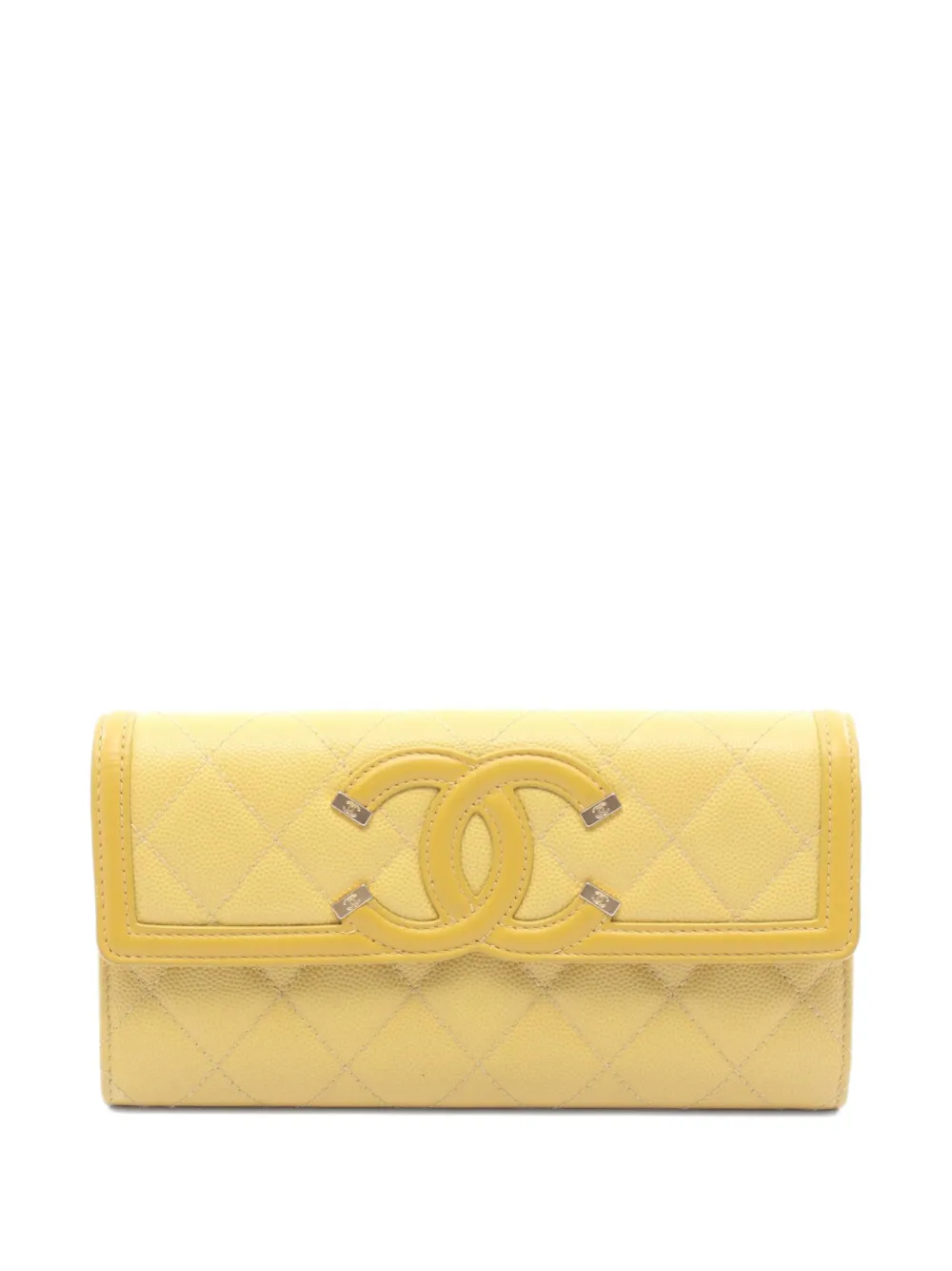 CHANEL Pre-Owned 2019 CC filigree bi-fold long wallet - Giallo