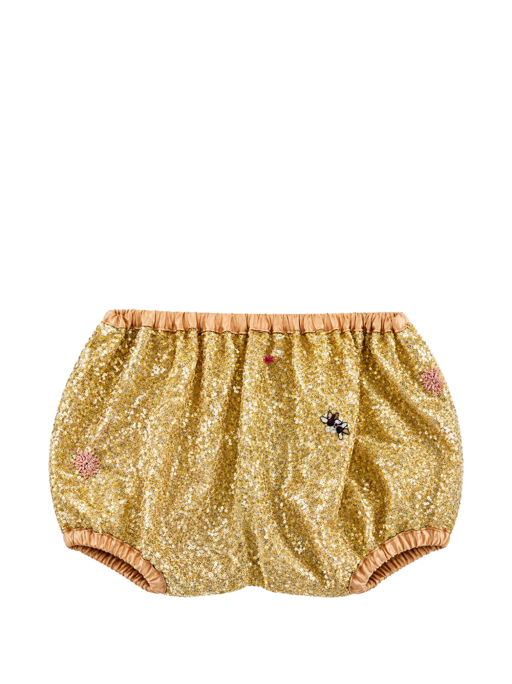JESURUM BABY sequin-embellished floral-patch shorts - Oro