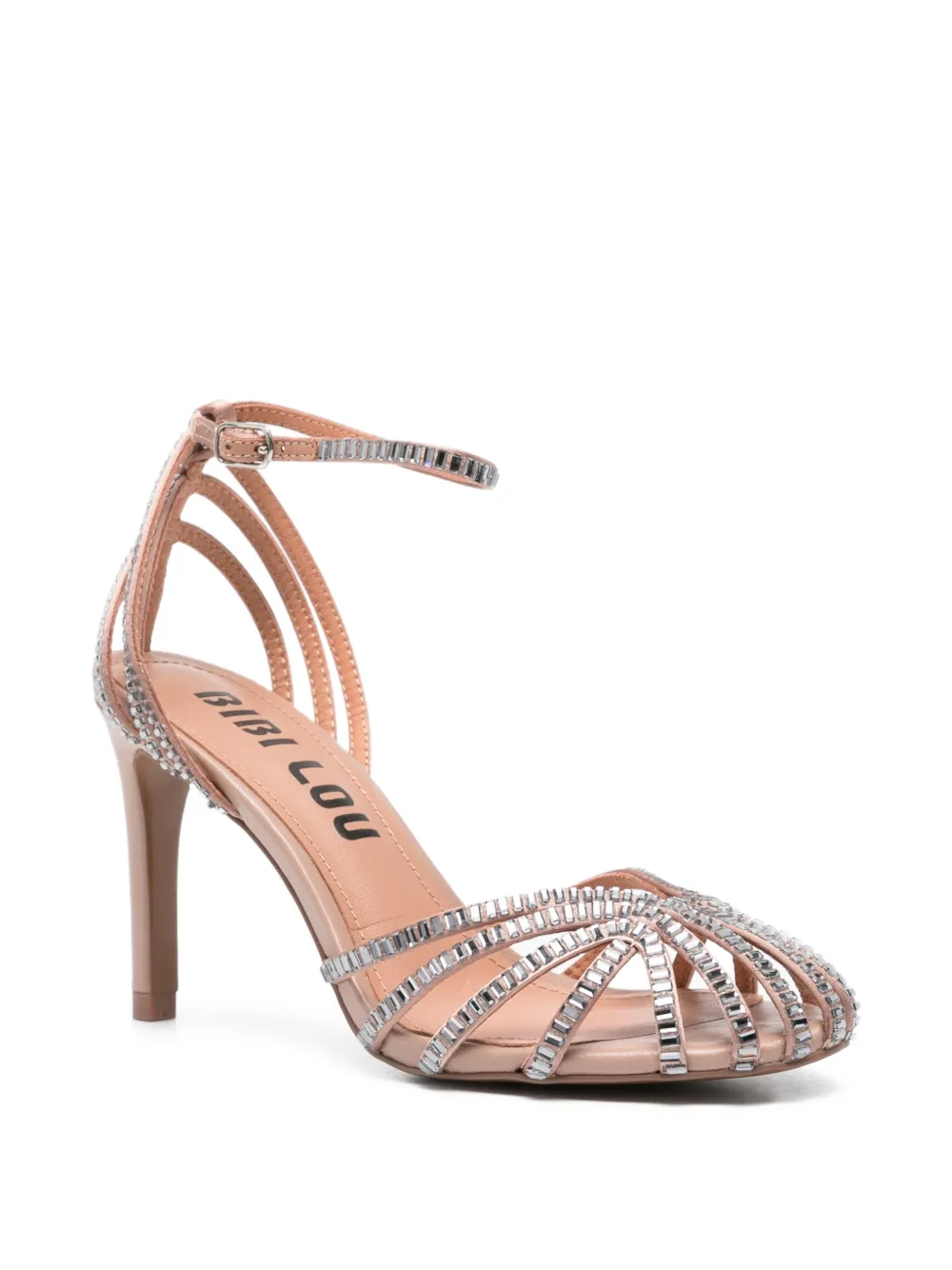 Bibi Lou Serabi crystal-embellished cage-strap sandals Beige