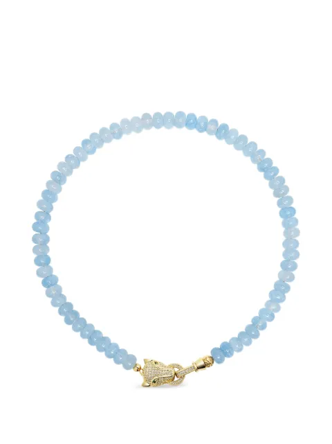 Nialaya Jewelry panther-charm chalcedony necklace