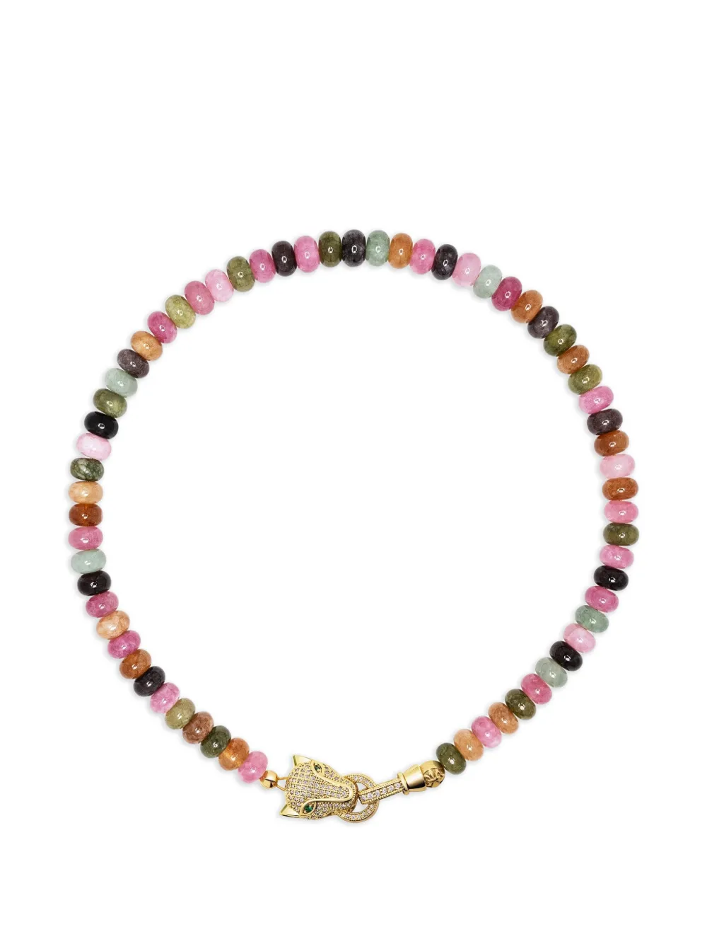 Nialaya Jewelry panther-charm beaded necklace - Oro
