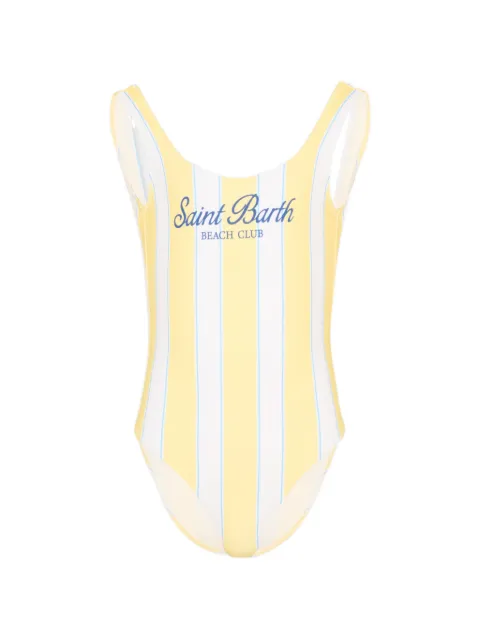 MC2 Saint Barth Kids striped logo-print swimsuit