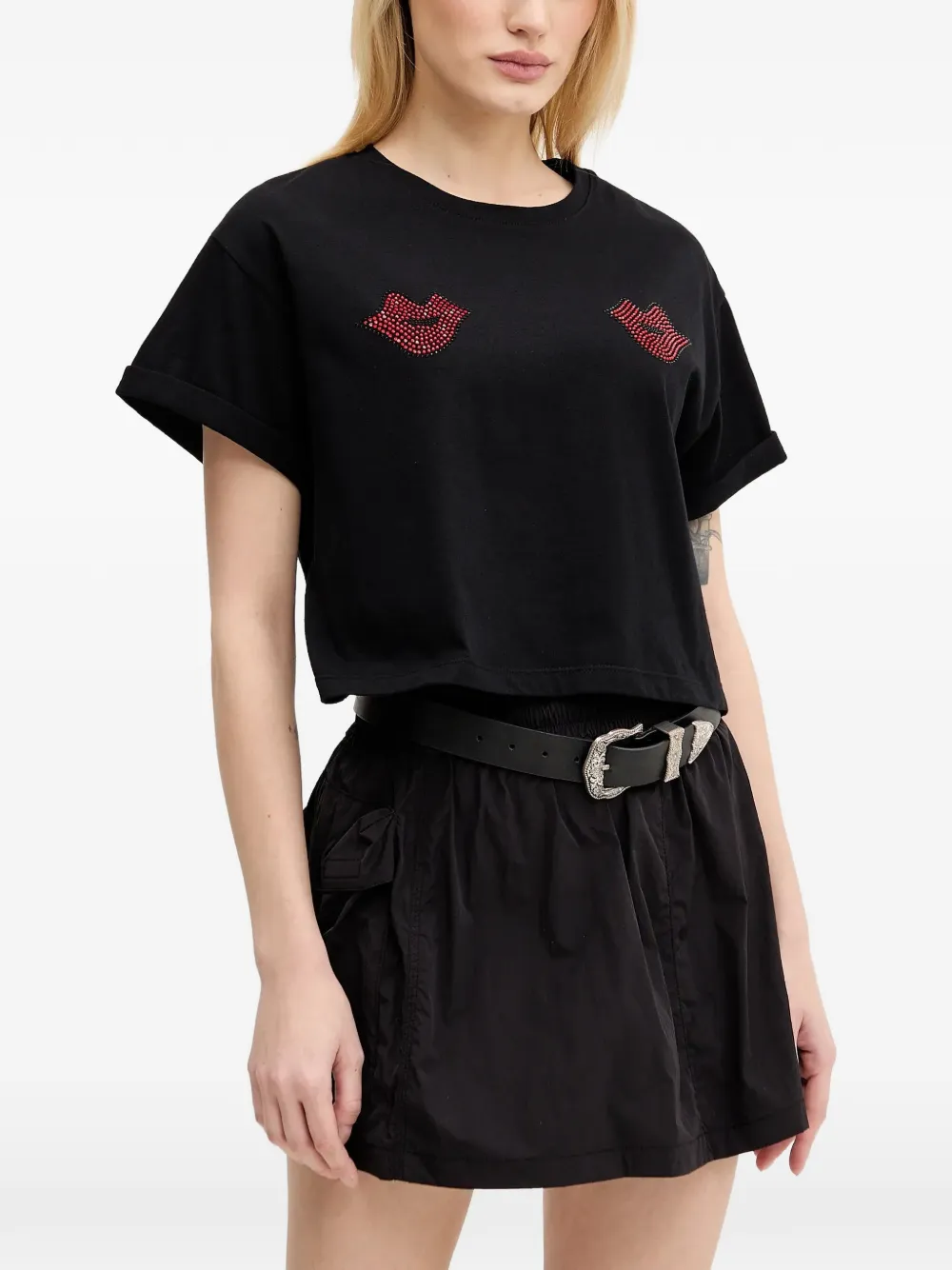 Aniye By embellished logo-print T-shirt - Nero