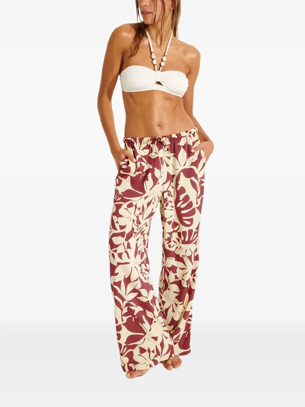 BANANA MOON pantalon imprimé Okeah Sarong à lien de resserrage - Rouge BANANA MOON pantalon imprimé Okeah Sarong à lien de resserrage - Rouge