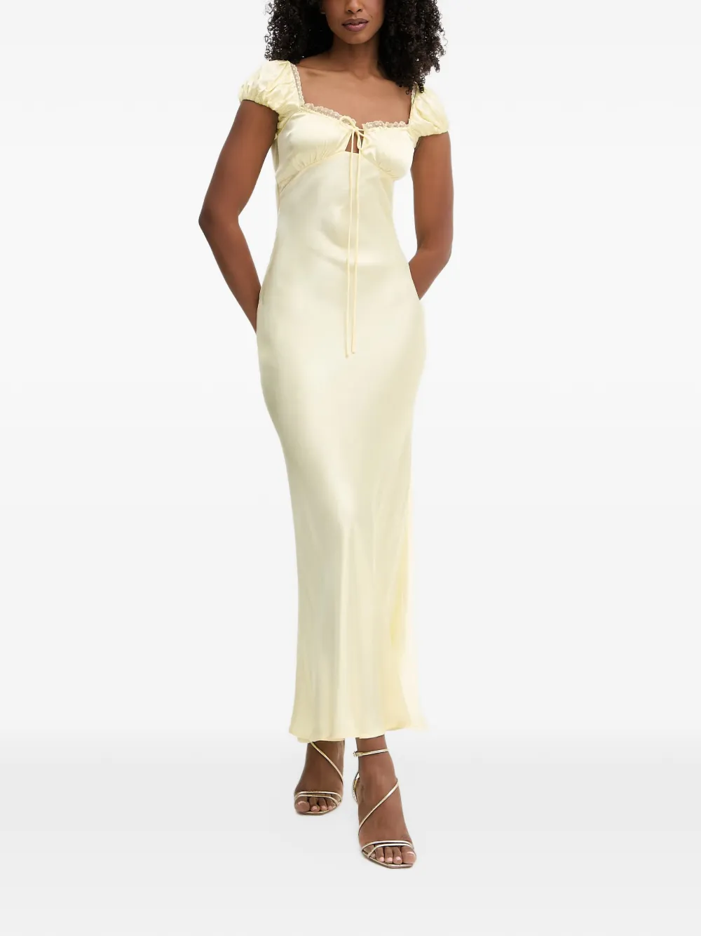Bardot Stasia lace-trim puffed-sleeve dress - Jaune Bardot Stasia lace-trim puffed-sleeve dress - Jaune