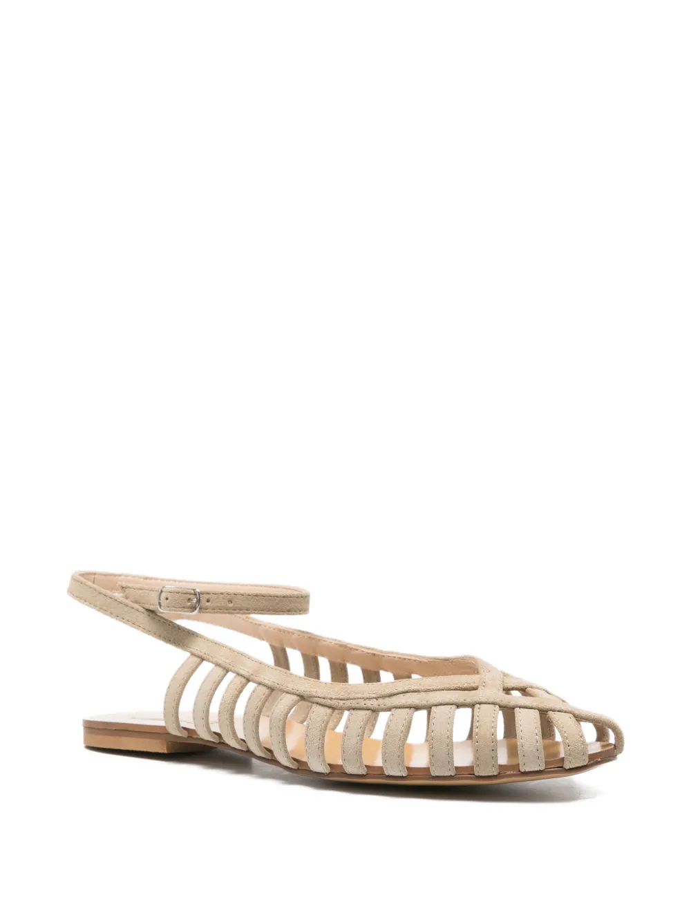 Anna F. cage-strap buckled sandals Beige