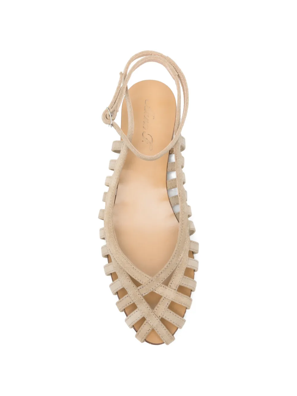 Anna F. cage-strap buckled sandals Beige