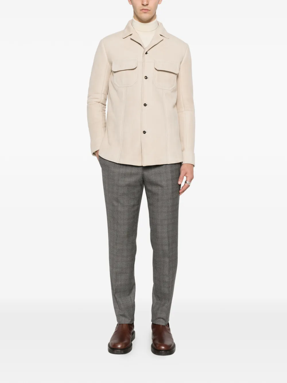 Tagliatore Button-up jack met borstzak Beige