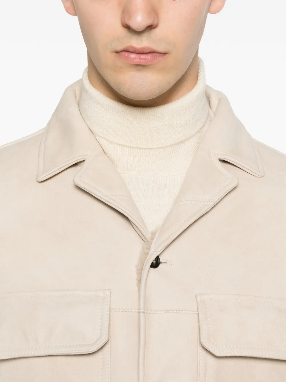Tagliatore Button-up jack met borstzak Beige