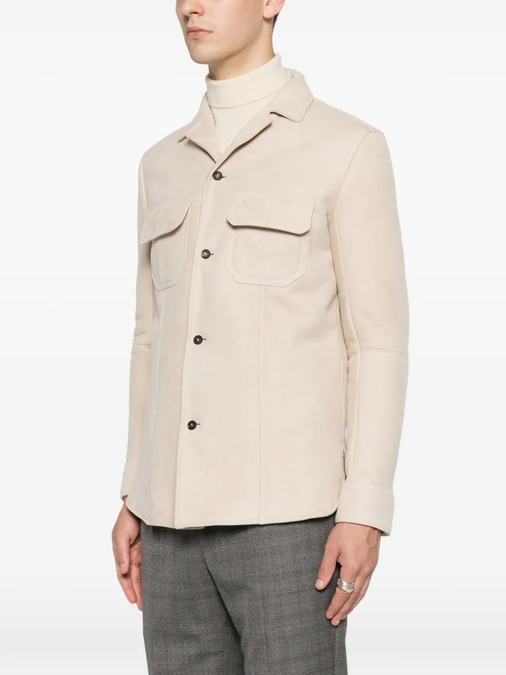 Tagliatore Button-up jack met borstzak Beige