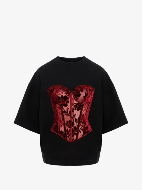 HAMZA lace-print corset-style T-shirt