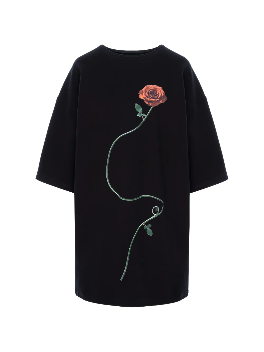 HAMZA Kyoto Rose-print T-shirt dress - Nero