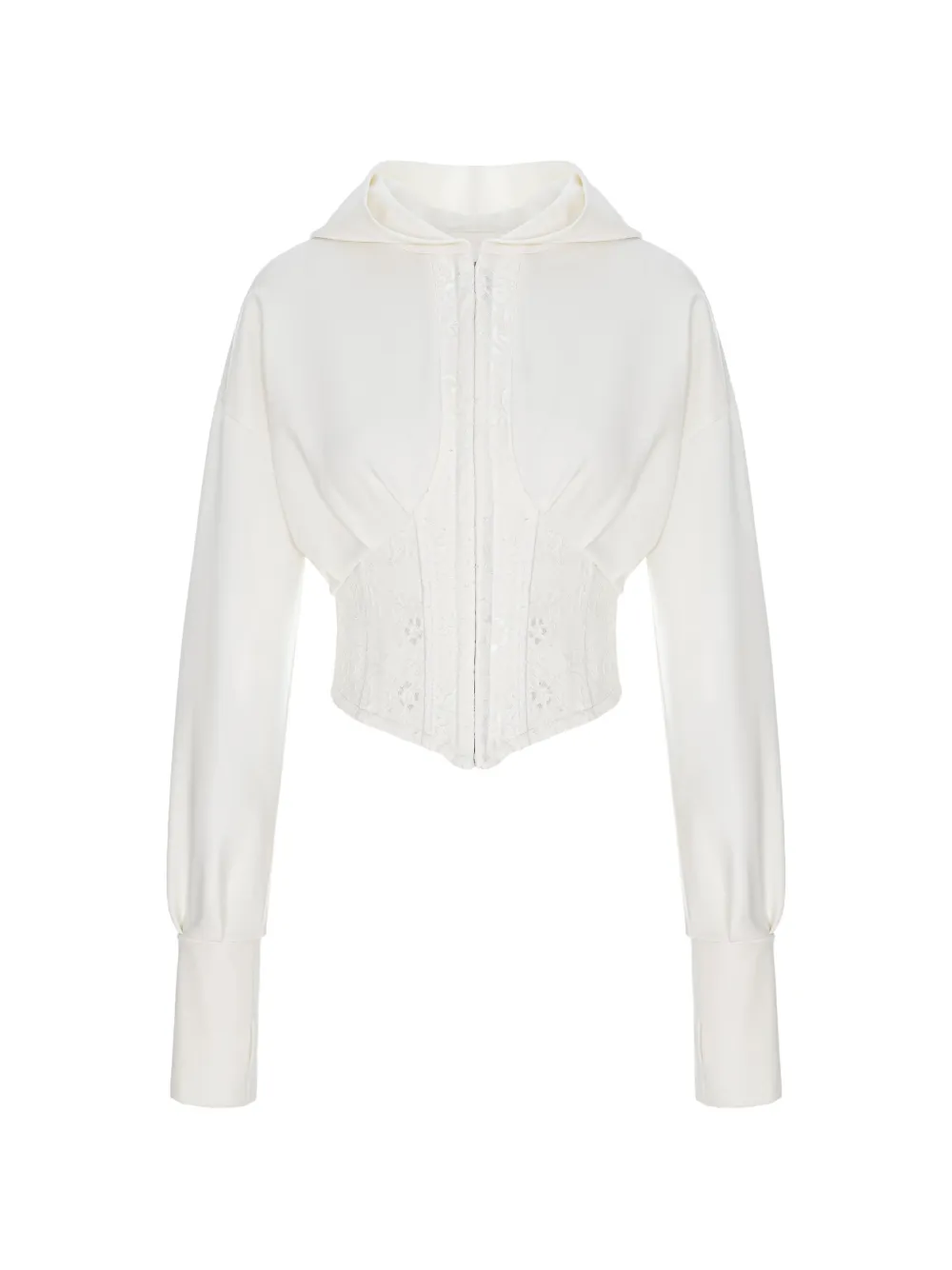 HAMZA Karol lace-corset hoodie - Weiß