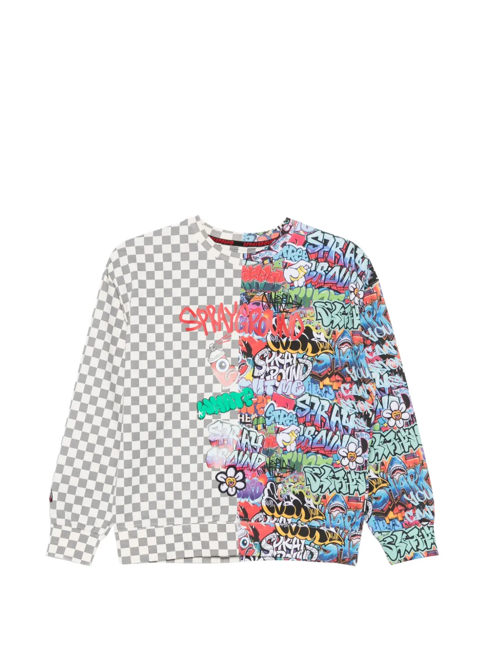 Sprayground check-print graffiti-pattern sweatshirt - Grigio