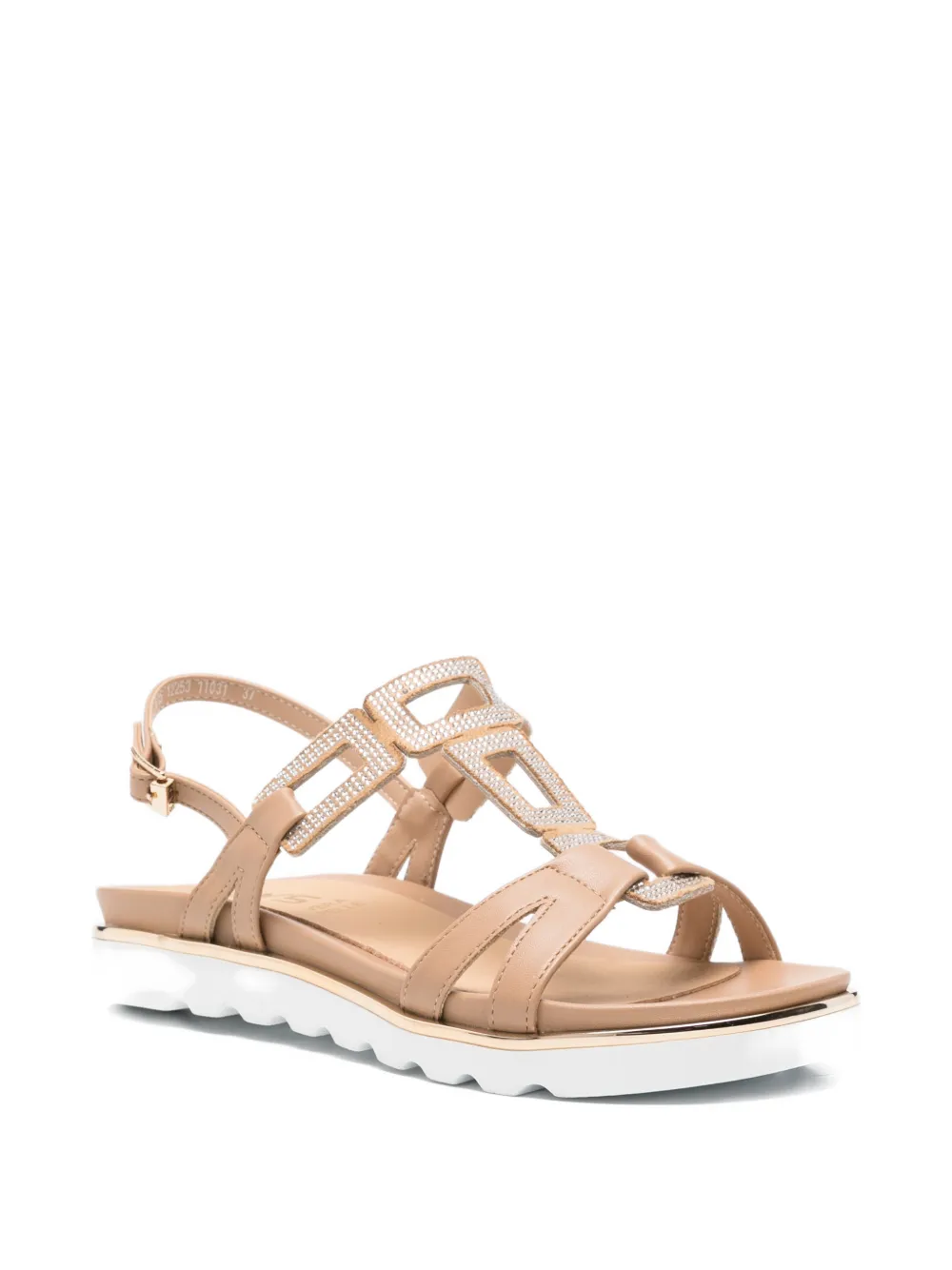 KEYS crystal-embellished leather sandals Bruin