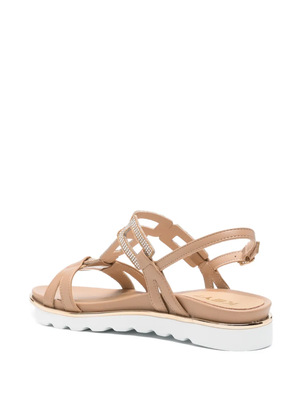 KEYS crystal-embellished leather sandals Bruin