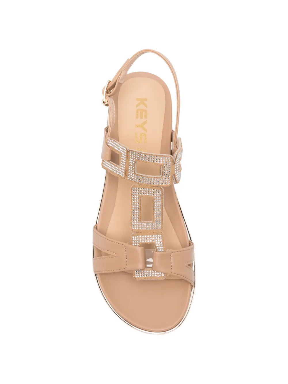 KEYS crystal-embellished leather sandals Bruin