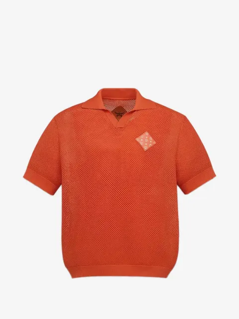 MCM logo-patch open-knit polo shirt