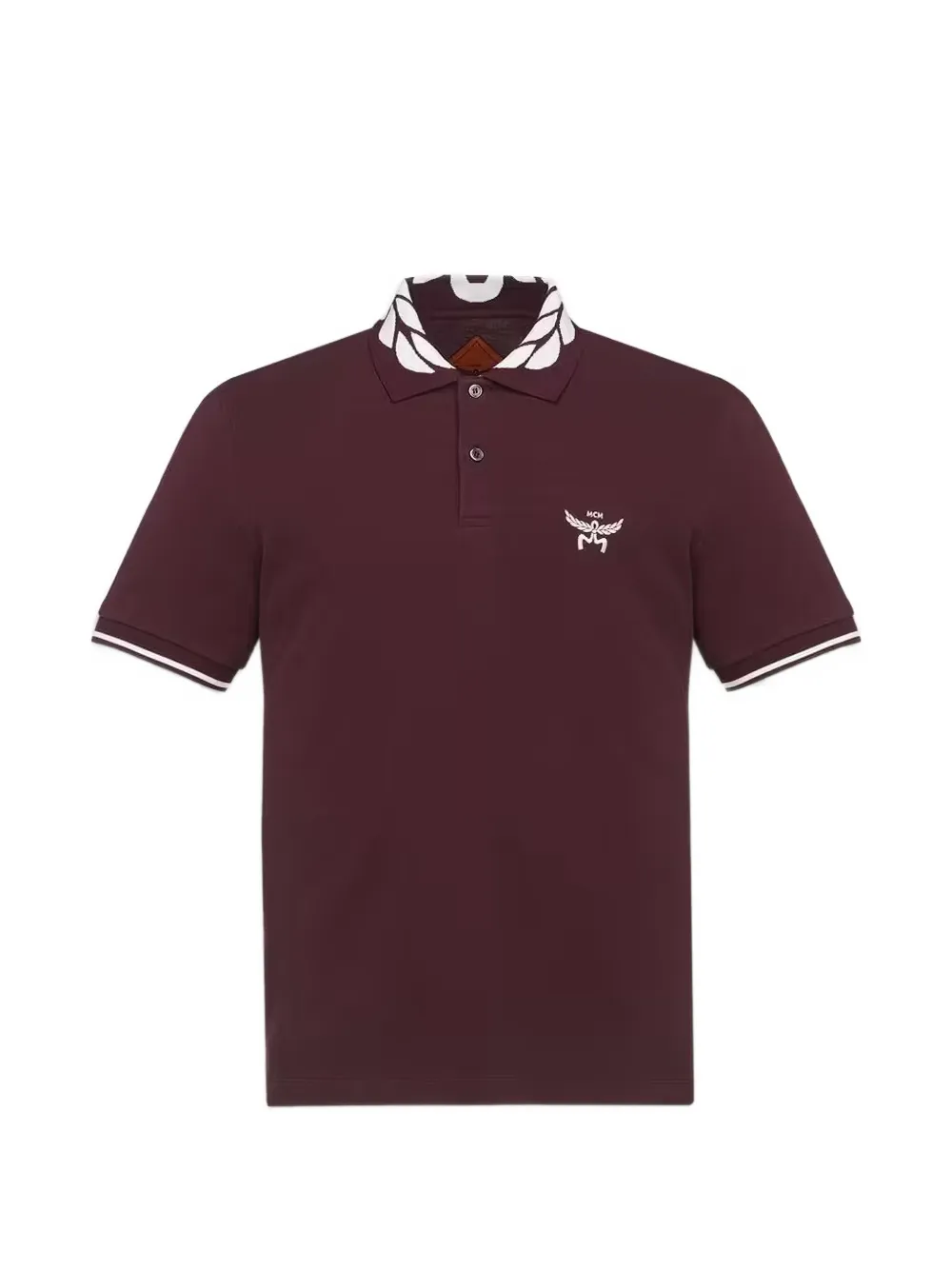 MCM logo-embroidered patterned-collar polo shirt - Rot