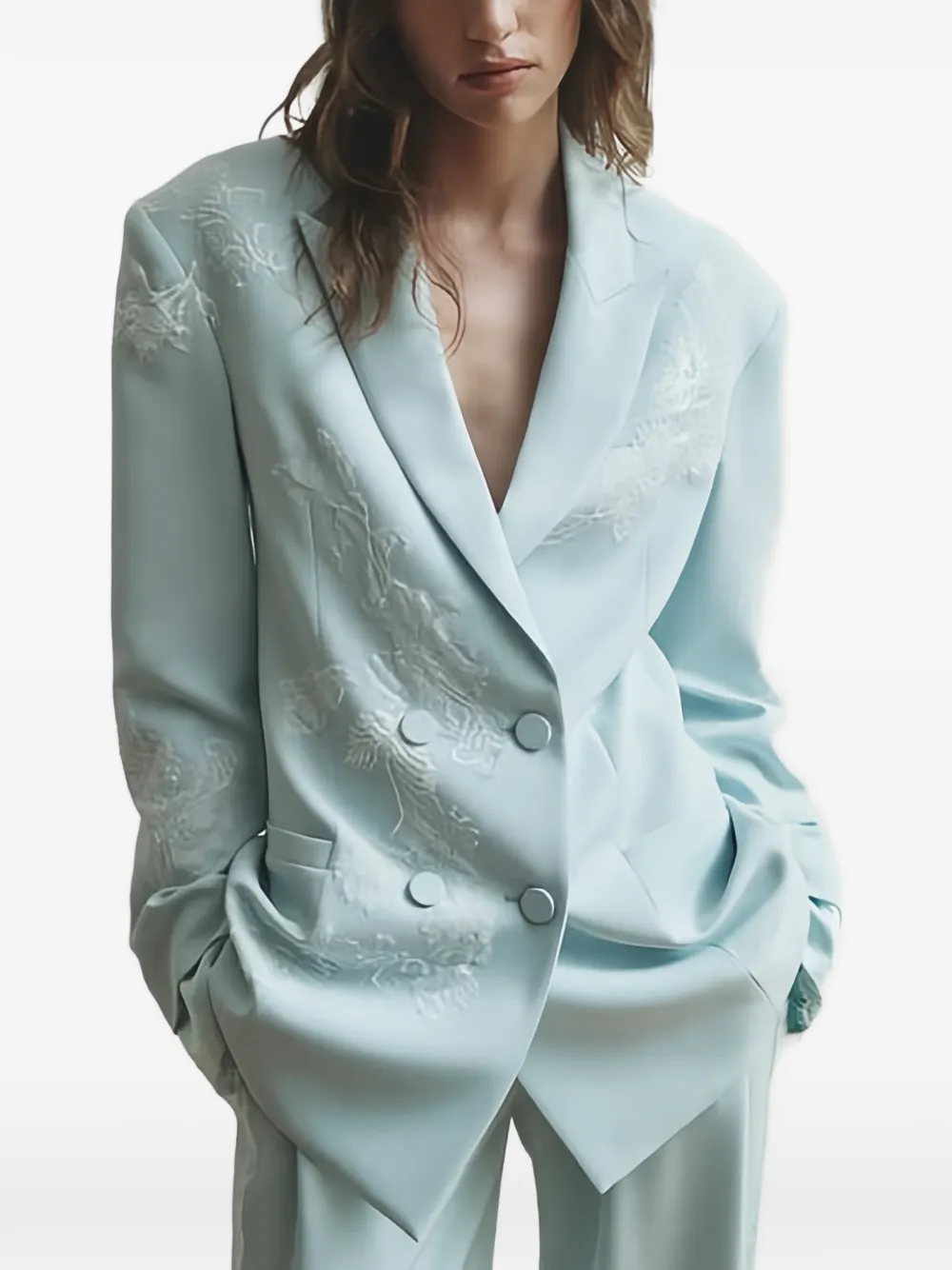  Hellessy Blazer Bruce Con Bordado Floral - Azul 