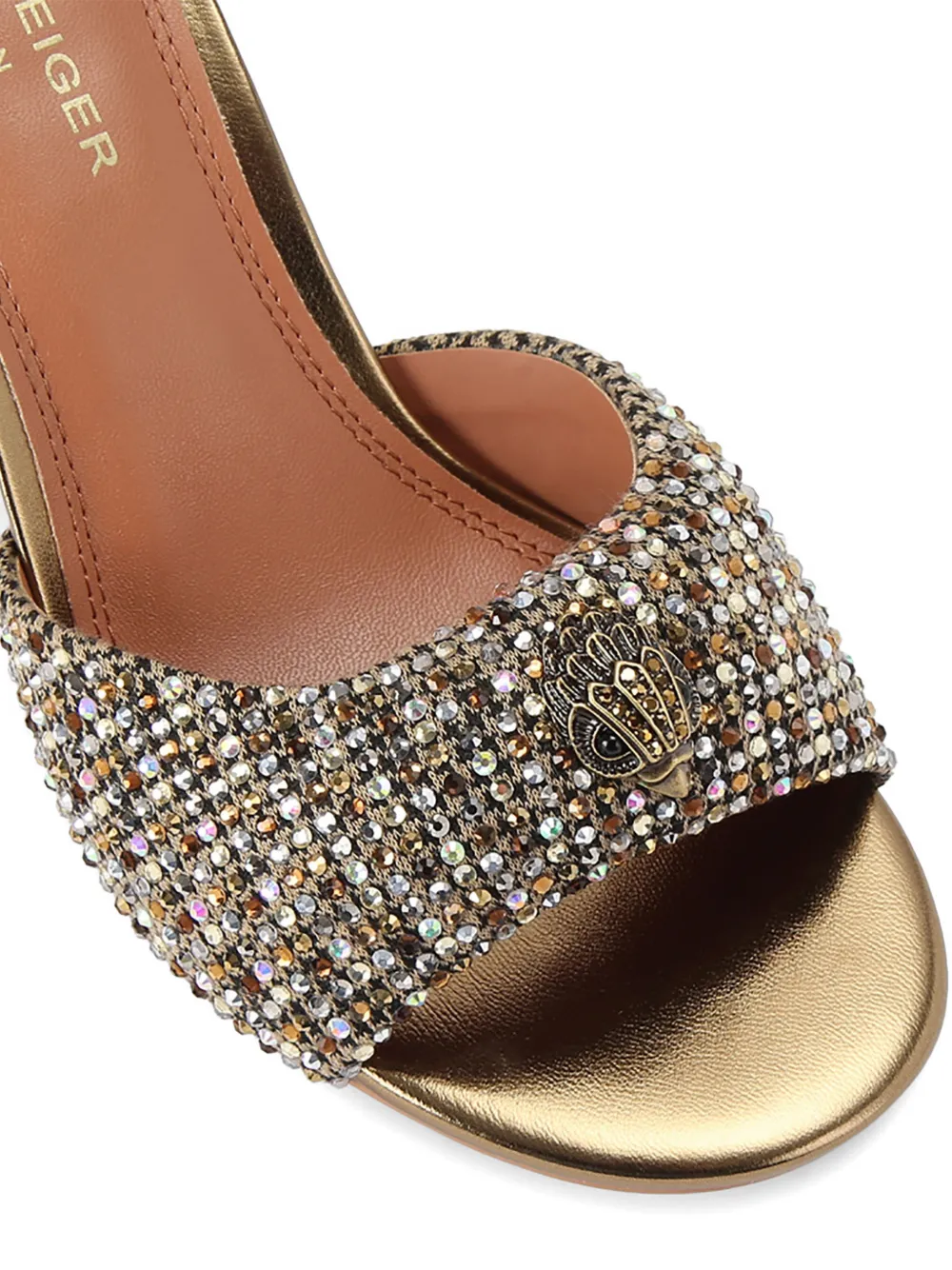 Kurt Geiger London Oxford muiltjes met pied-de-poule print en kristallen Goud
