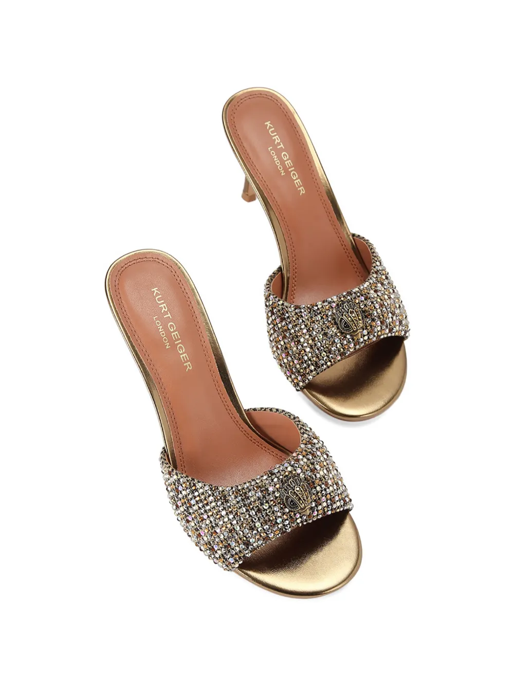 Kurt Geiger London Oxford muiltjes met pied-de-poule print en kristallen Goud