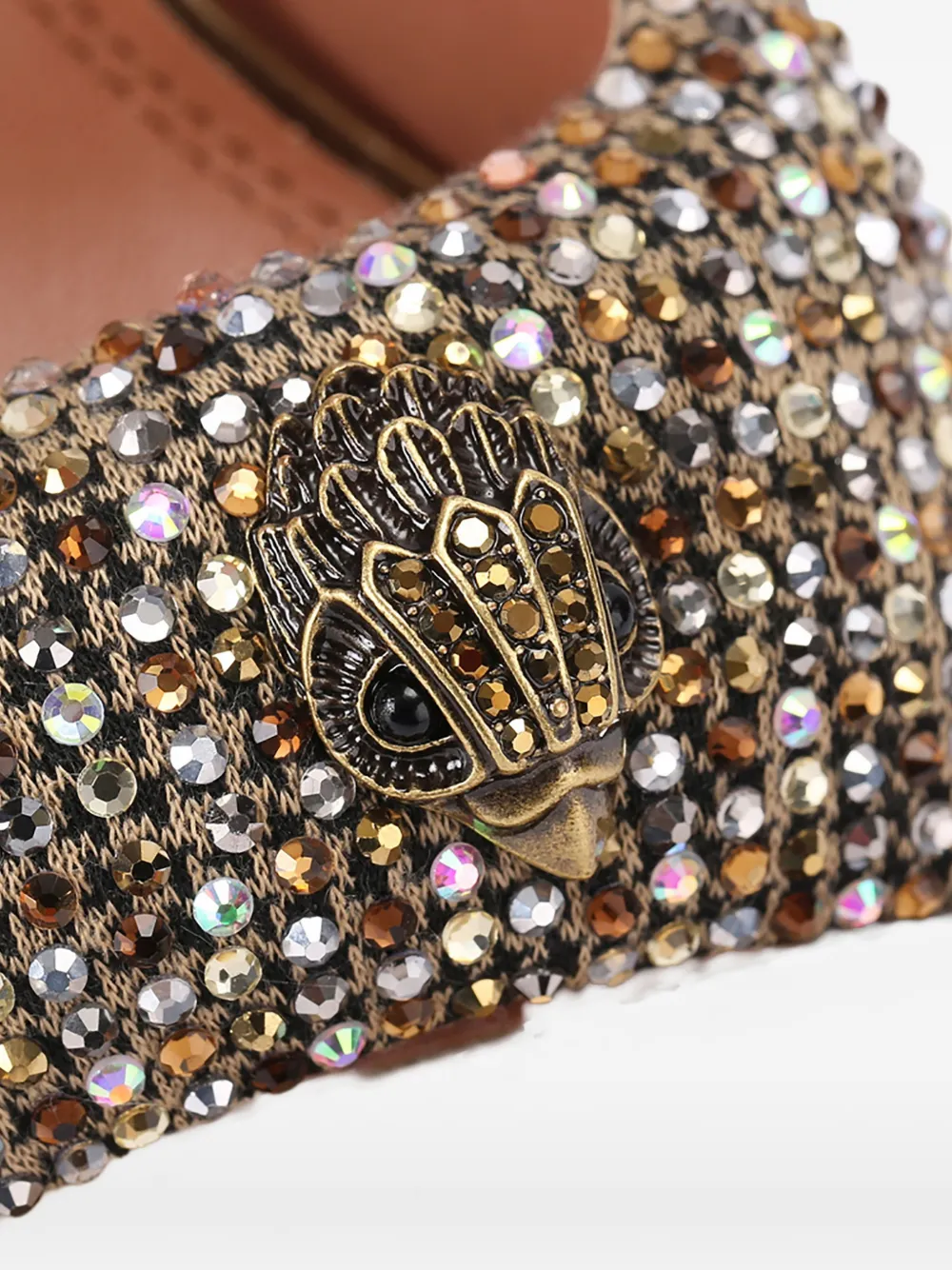 Kurt Geiger London Oxford muiltjes met pied-de-poule print en kristallen Goud