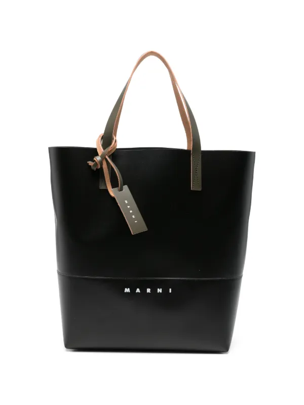 美品 MARNI マルニ タグ付きショッピングバッグ トートバッグ ロゴ 黒