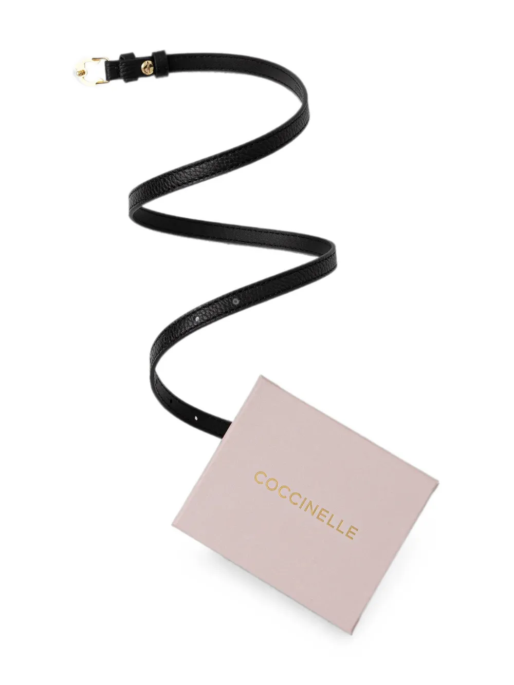 Coccinelle Leren riem van bewerkt kalfsleer met logoplakkaat Zwart