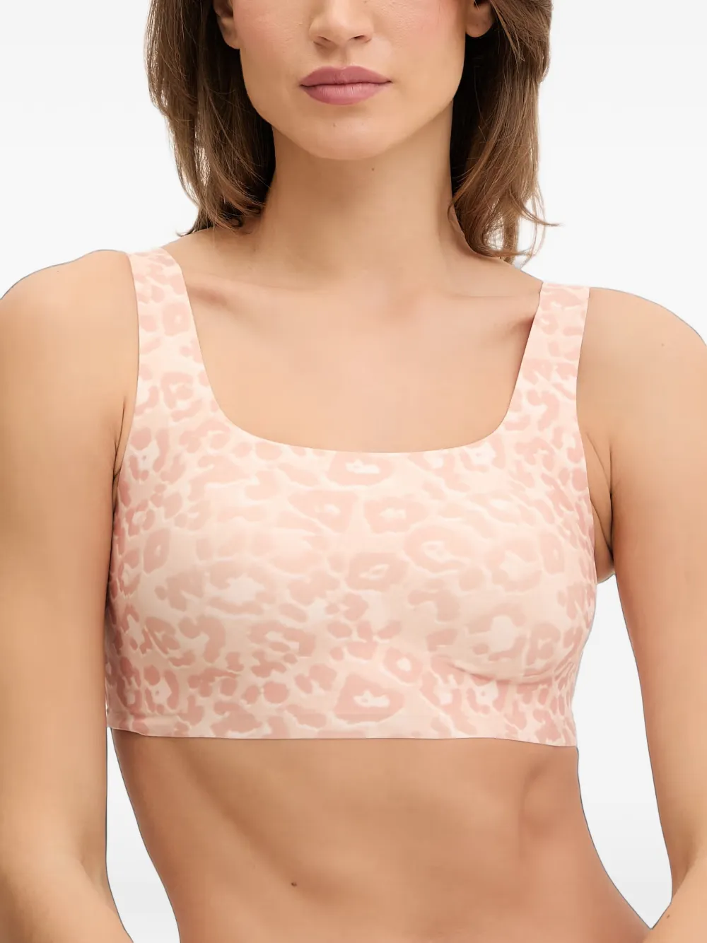 Chantelle SoftStretch Power beugelloze bh met luipaard-print Beige