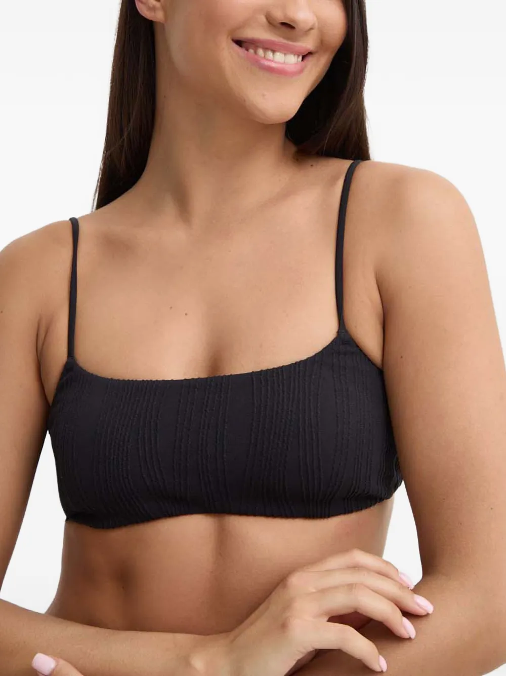 Chantelle Pulp textured rear-tie bikini top - Nero