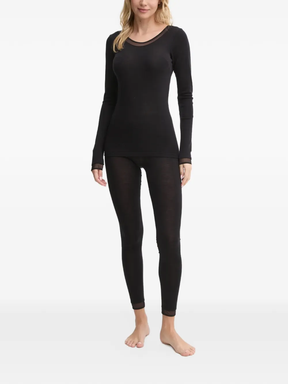Chantelle Juliana mesh-panel long-sleeve T-shirt Zwart