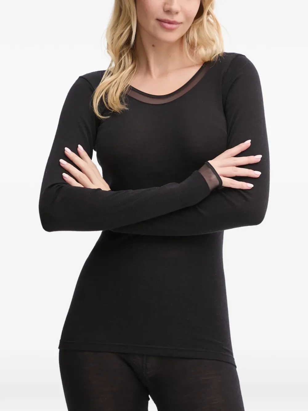 Chantelle Juliana mesh-panel long-sleeve T-shirt - Nero