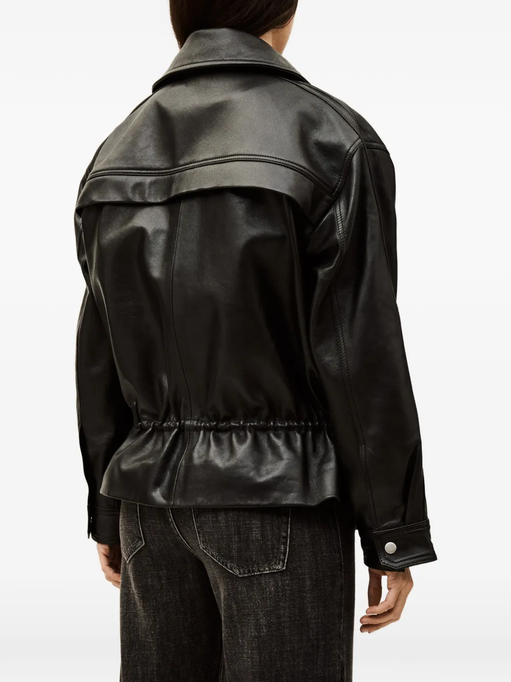 Ba&Sh Kassia peplum leren jack Zwart