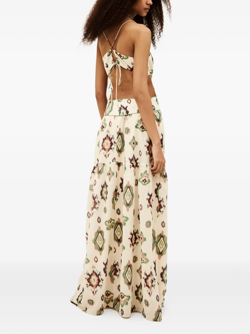 Ba&Sh Omelia jurk met ikat-print en uitgesneden details Beige
