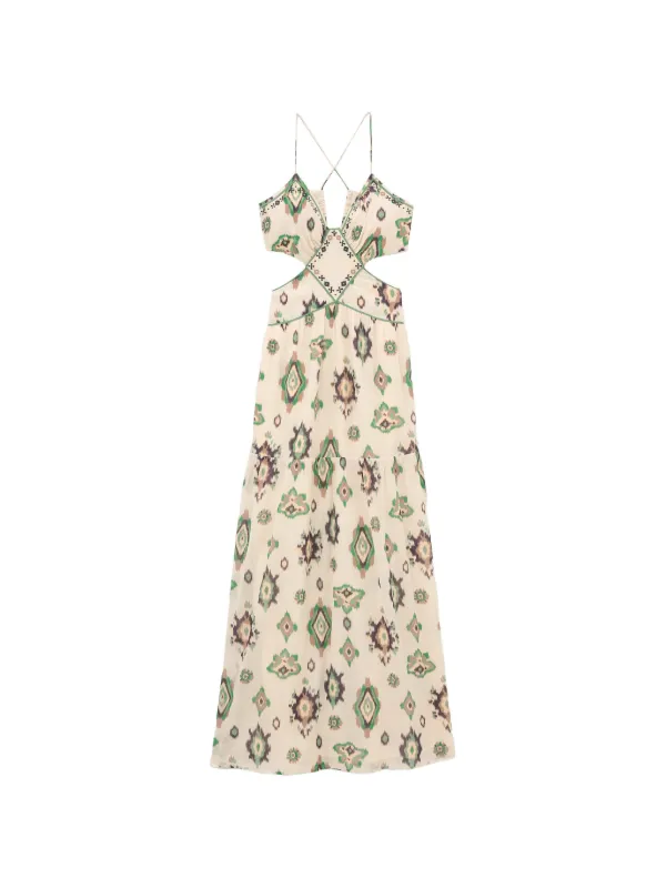 bash cut out dress Ba&Sh Omelia ikat-print cut-out | Neutrals this dress is suitable Size:US 14.5-15/UK 14 Paloma dress nightsuit Vince Camuto Women's Casual