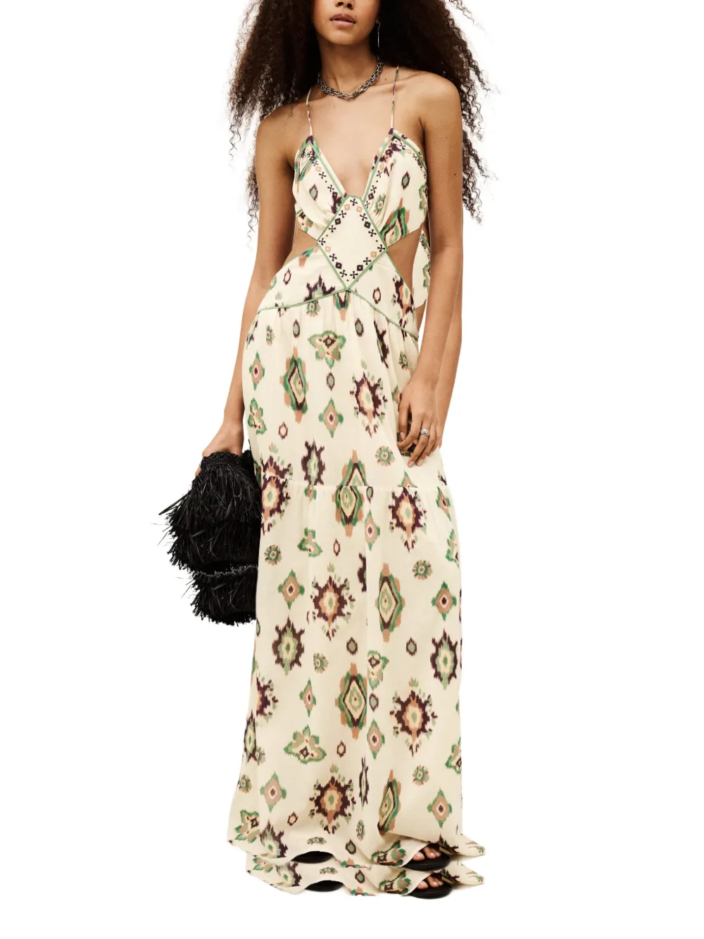 Ba&Sh Omelia jurk met ikat-print en uitgesneden details Beige