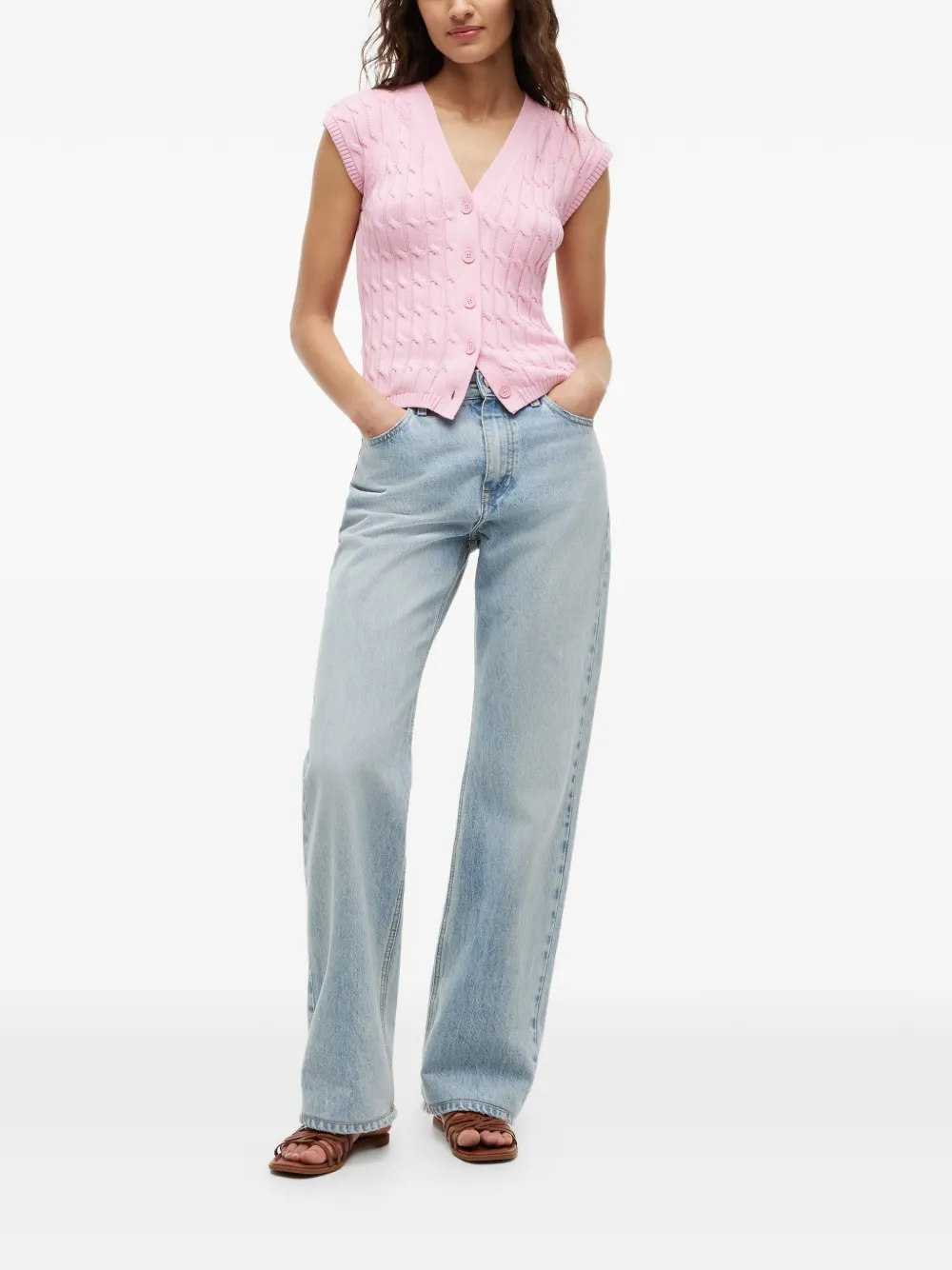 Tommy Hilfiger Kabelgebreid vest Roze