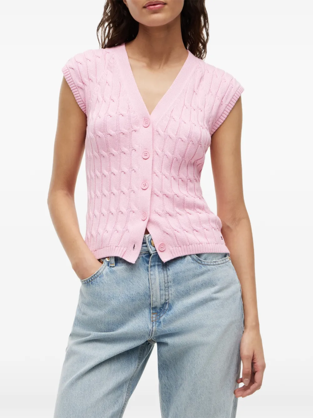 Tommy Hilfiger Kabelgebreid vest Roze