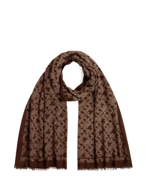 Tommy Hilfiger monogram-print frayed scarf