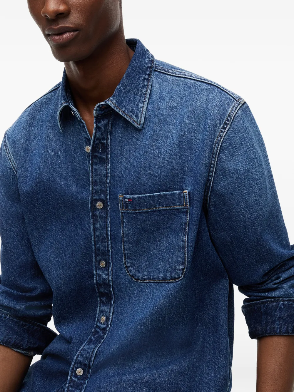 Tommy Hilfiger Denim overhemd met logopatch Blauw