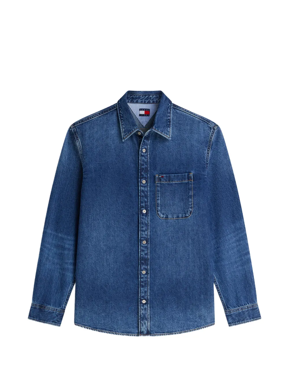 Tommy Hilfiger logo-patch denim shirt - Blu